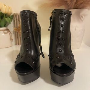 Elegant Black Peep-Toe Ankle Boots